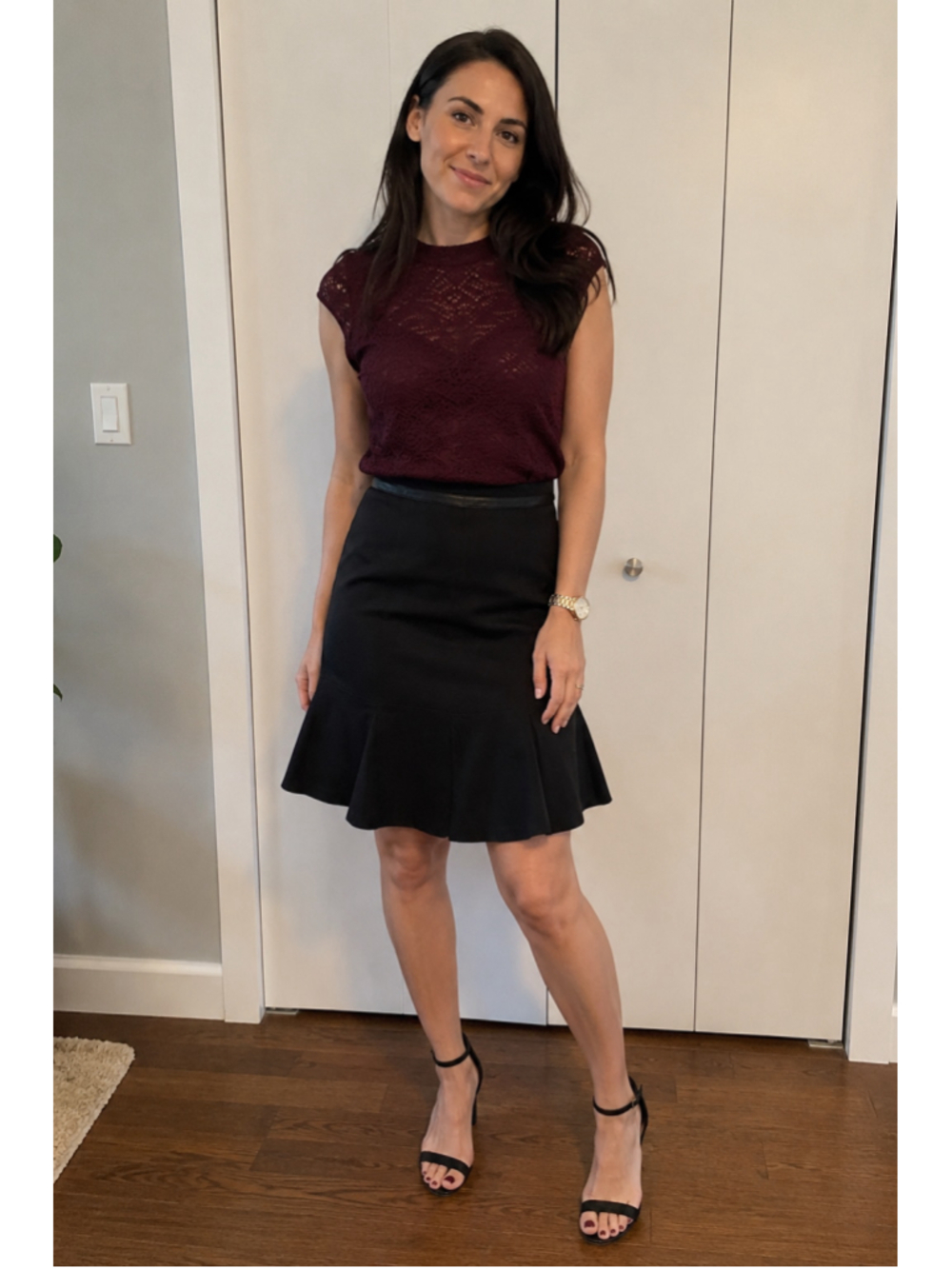 INC International Concepts Black Flared Hem Skirt Size 4